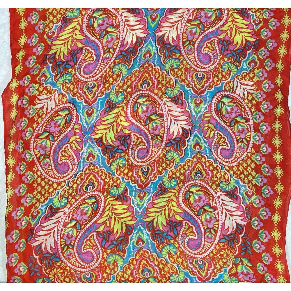 Vera Bradley Paisley in Paradise Soft Fringe Scarf Boho Festival Colorful NWT